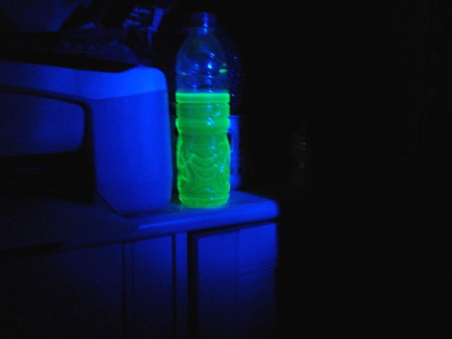 My experiment, glow in the dark liquid.